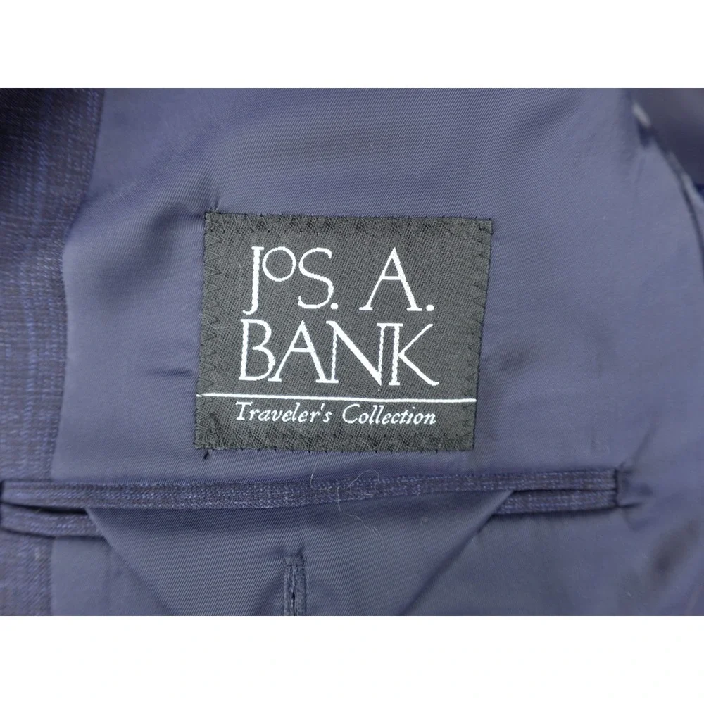 Jos. A. Bank Signature Gold‎ Blazer Mens 42R Blue Plaid Wool Two Button Jacket